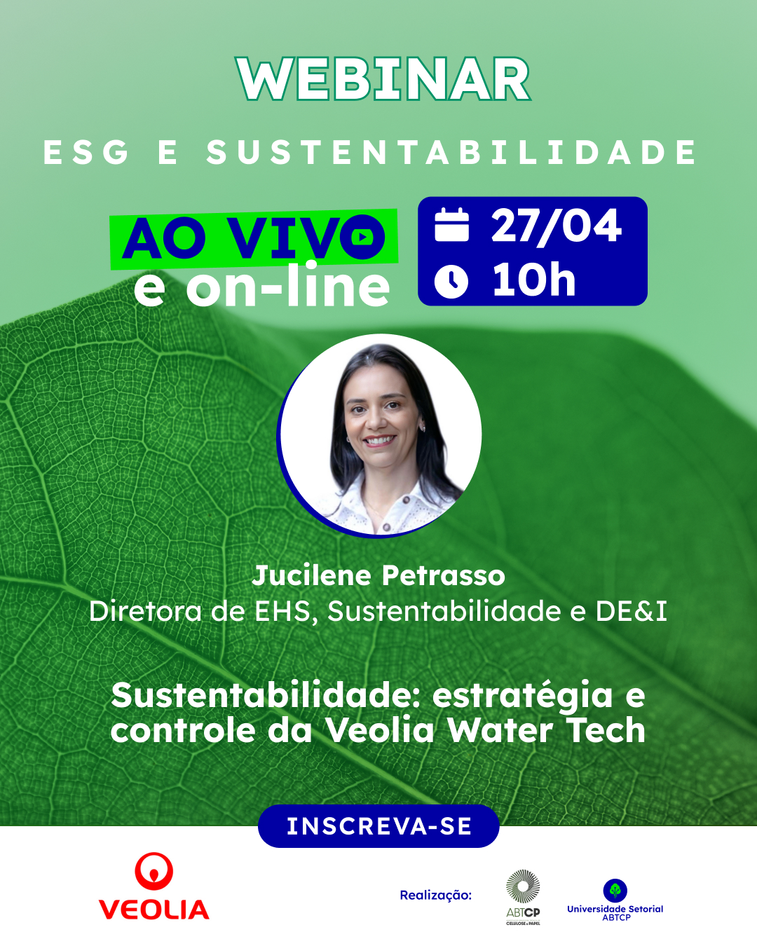 Webinar: Sustentabilidade - Estratégia e controle da Veolia Water Tech.